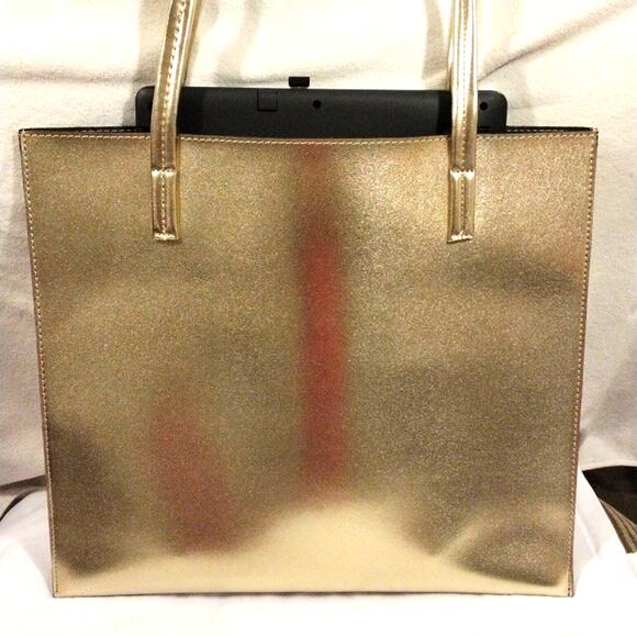 FANCY Gold Tote Shoulder Bag Office Career Documents Carrier Travel Laptop Ipad - Picture 6 of 9